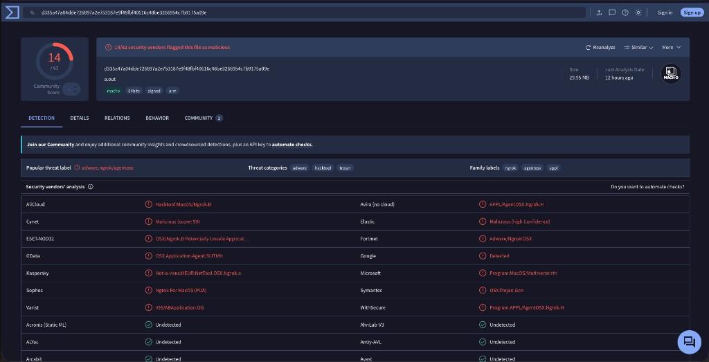 VirusTotal domain view for lhr[.]life. Multiple engines mark malicious or phishing, and community tags include potential C2.