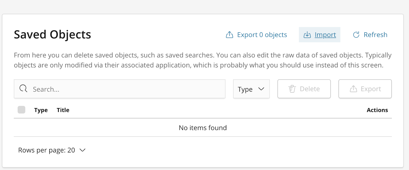 Import Saved Object