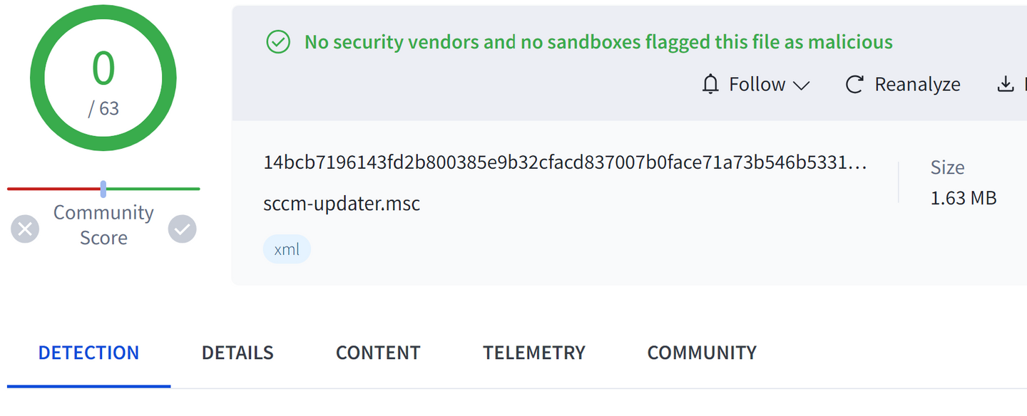 VirusTotal results