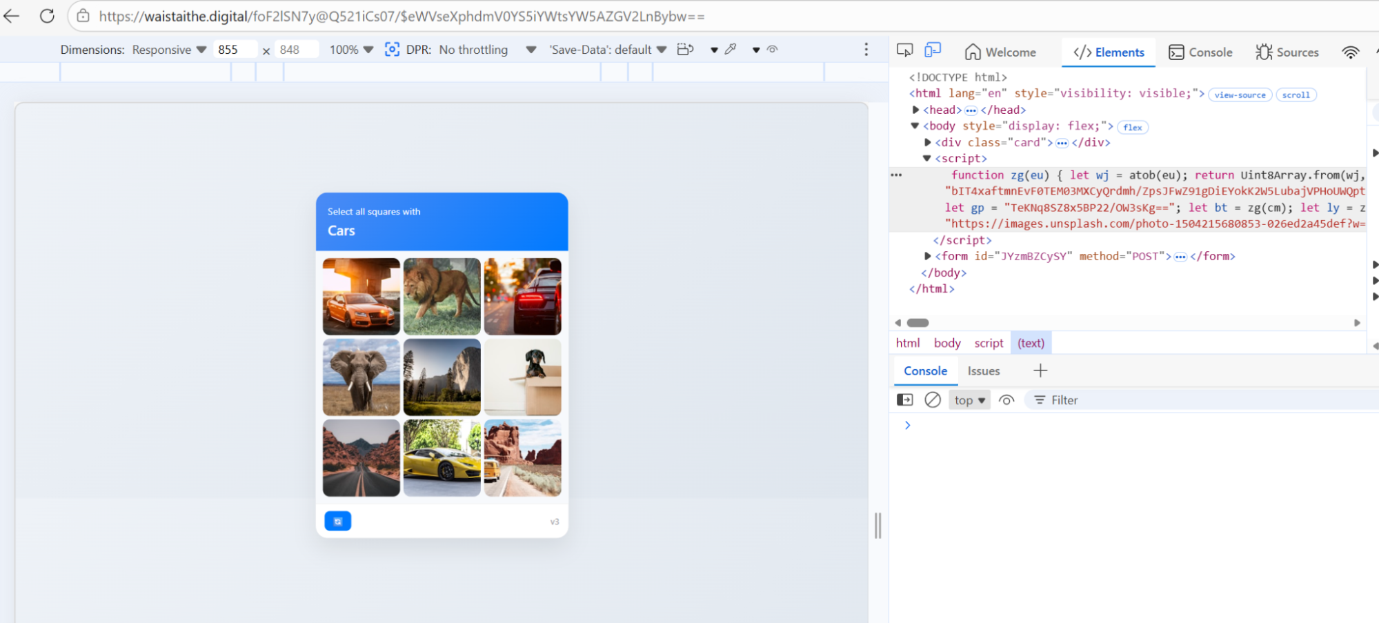 Example of a Tycoon custom CAPTCHA page