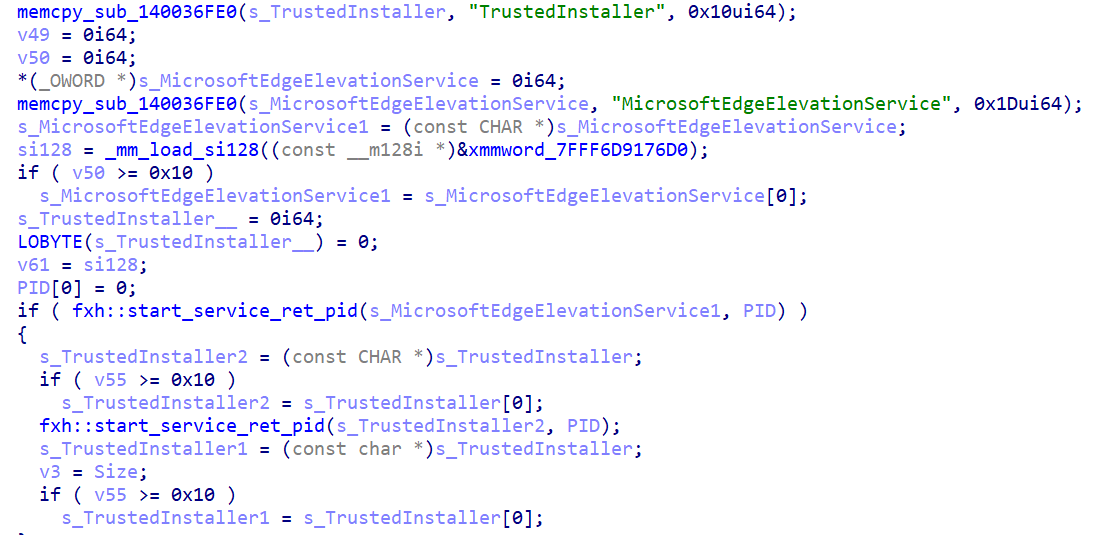 Start both TrustedInstaller and MicrosoftEdgeElevationService services