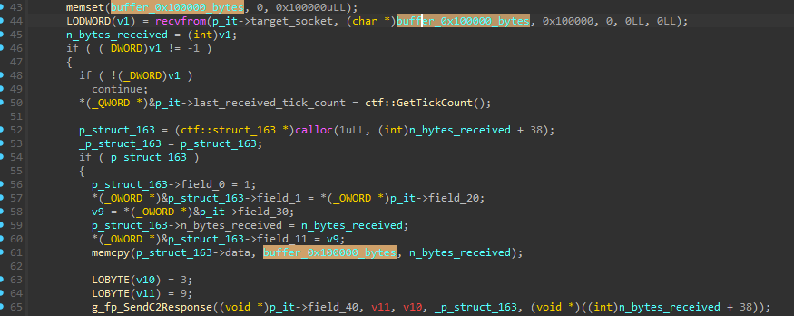 Received data from UDP client