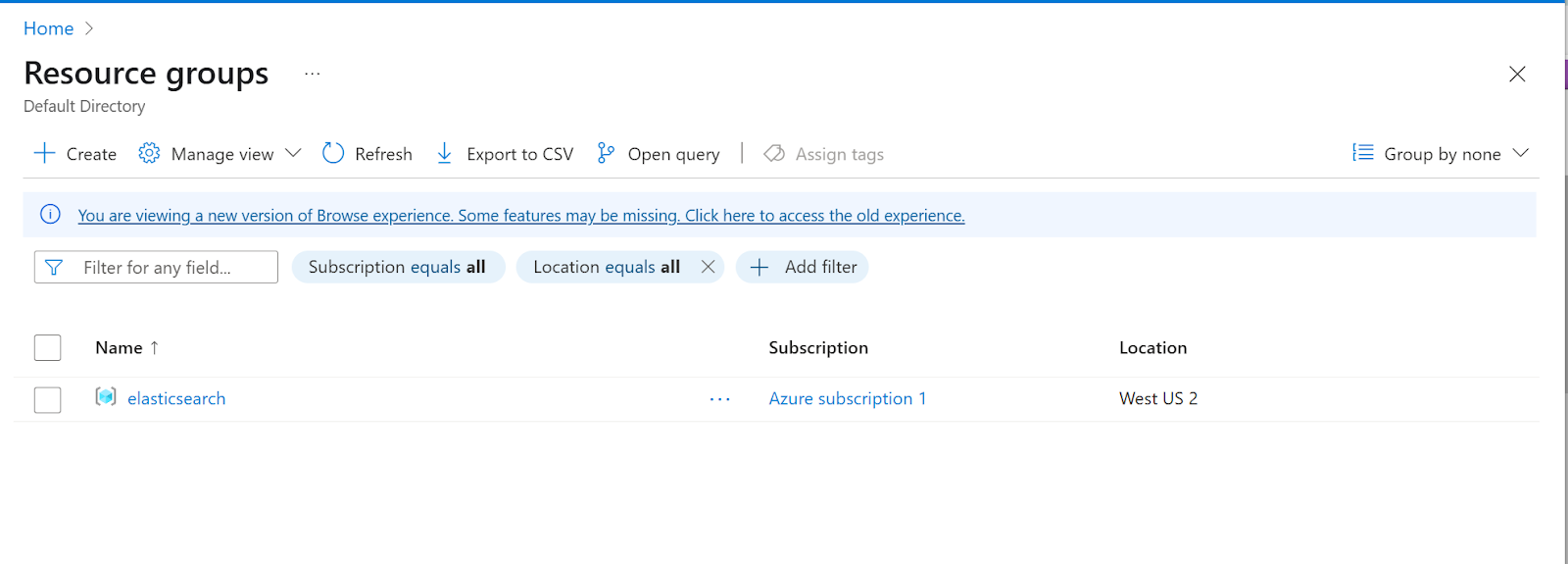 First step to cancelling your Elastic Cloud subscription, go to Azure Resources Group. 