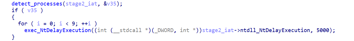 Delays execution by 5 seconds
