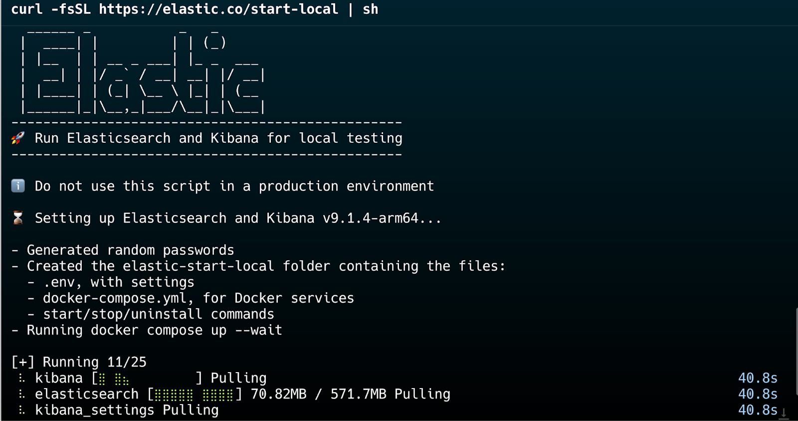 Elasticsearch start local