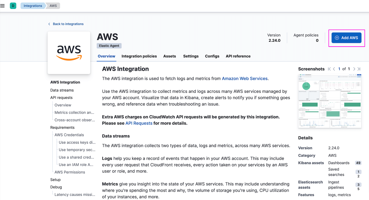 aws vpc flow elastic agent aws integration install 1