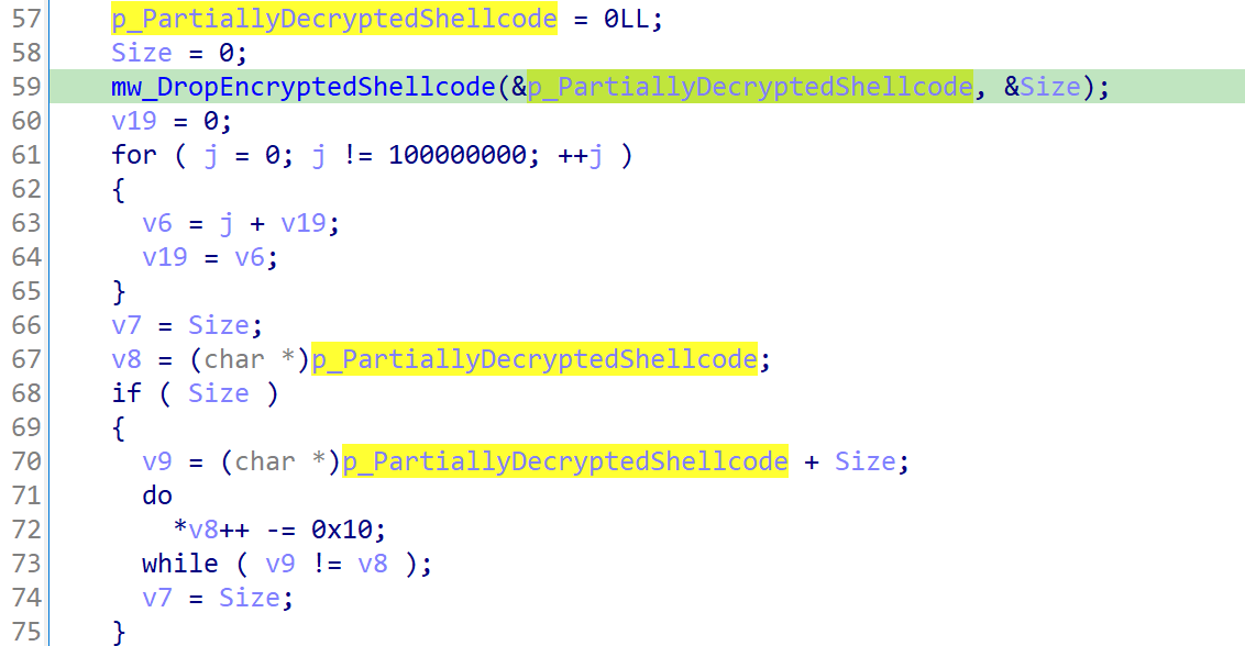 Decryption of a shellcode in HealthServiceRuntime.dll