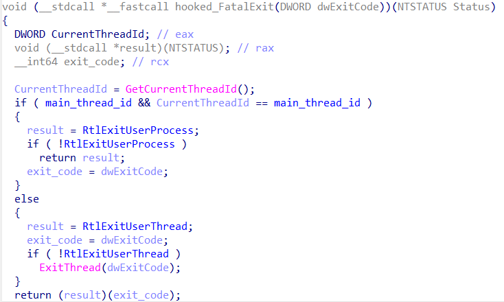 Hooked FatalExit function