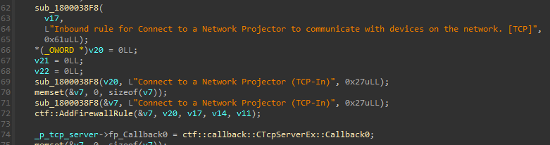FINALDRAFT adds firewall rule to allow TCP server