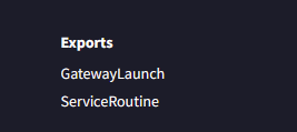 TELEPUZ main payload exports showing GatewayLaunch and ServiceRoutine entry points masquerading as legitimate DLL