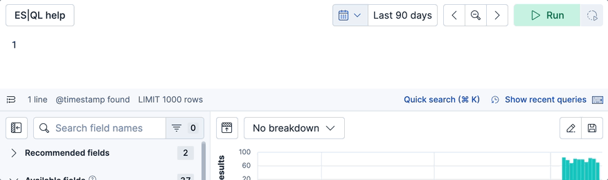 Quick search bar in the ES|QL editor