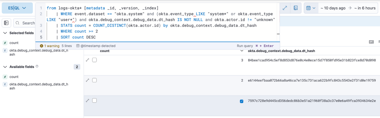Testing ES|QL query in Elastic Discover prior to rule implementation