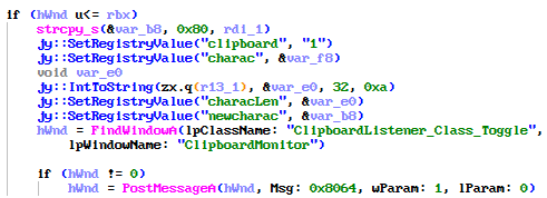 Clipboard hijacker setup through C2 command