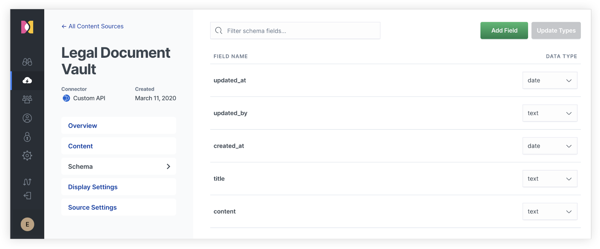 Updating underlying schema