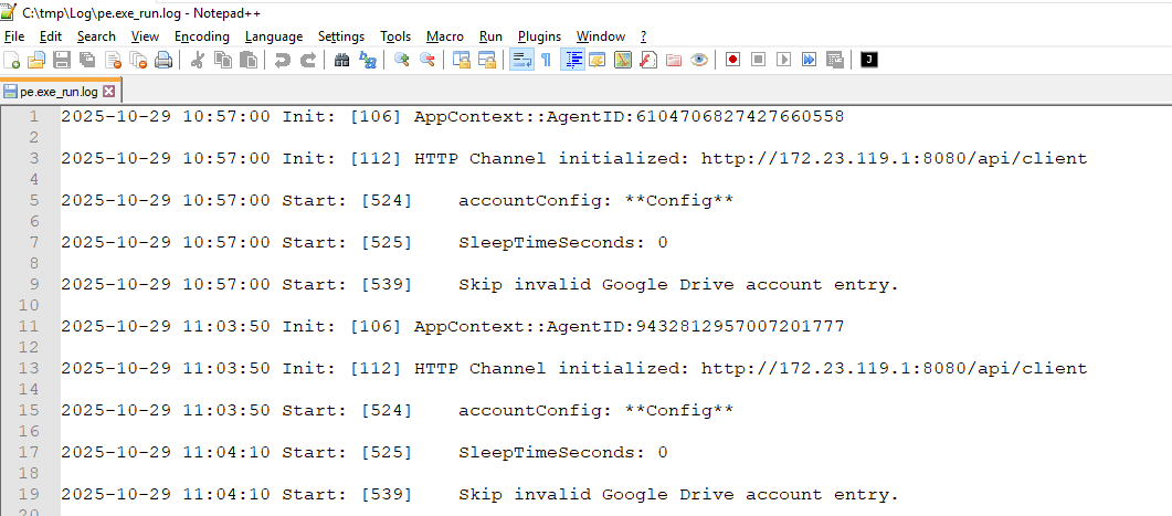 Log file contents