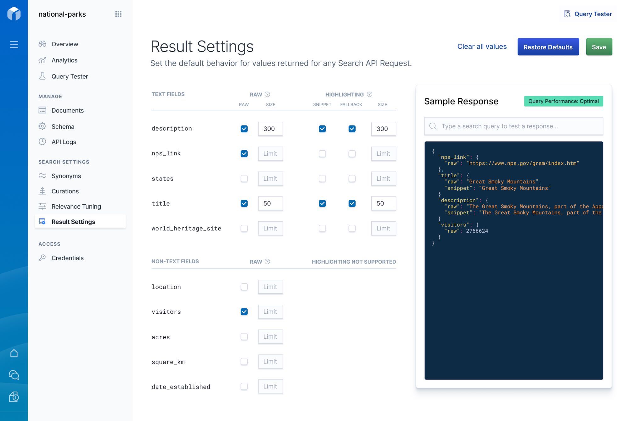 Result Settings UI