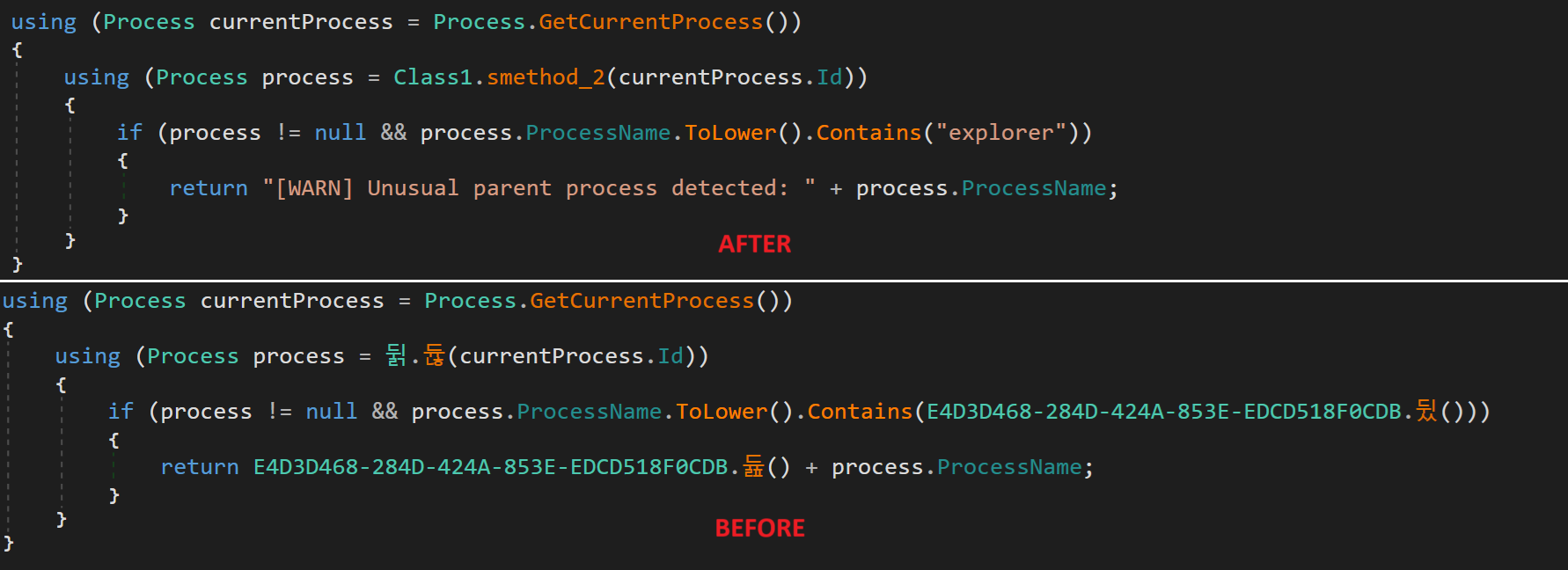 Deobfuscation using de4dot