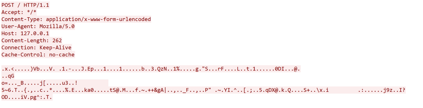 Example of an implant HTTP POST request to an emulated C2 server