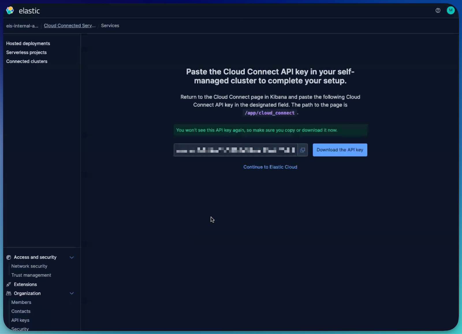 Cloud Connect API key