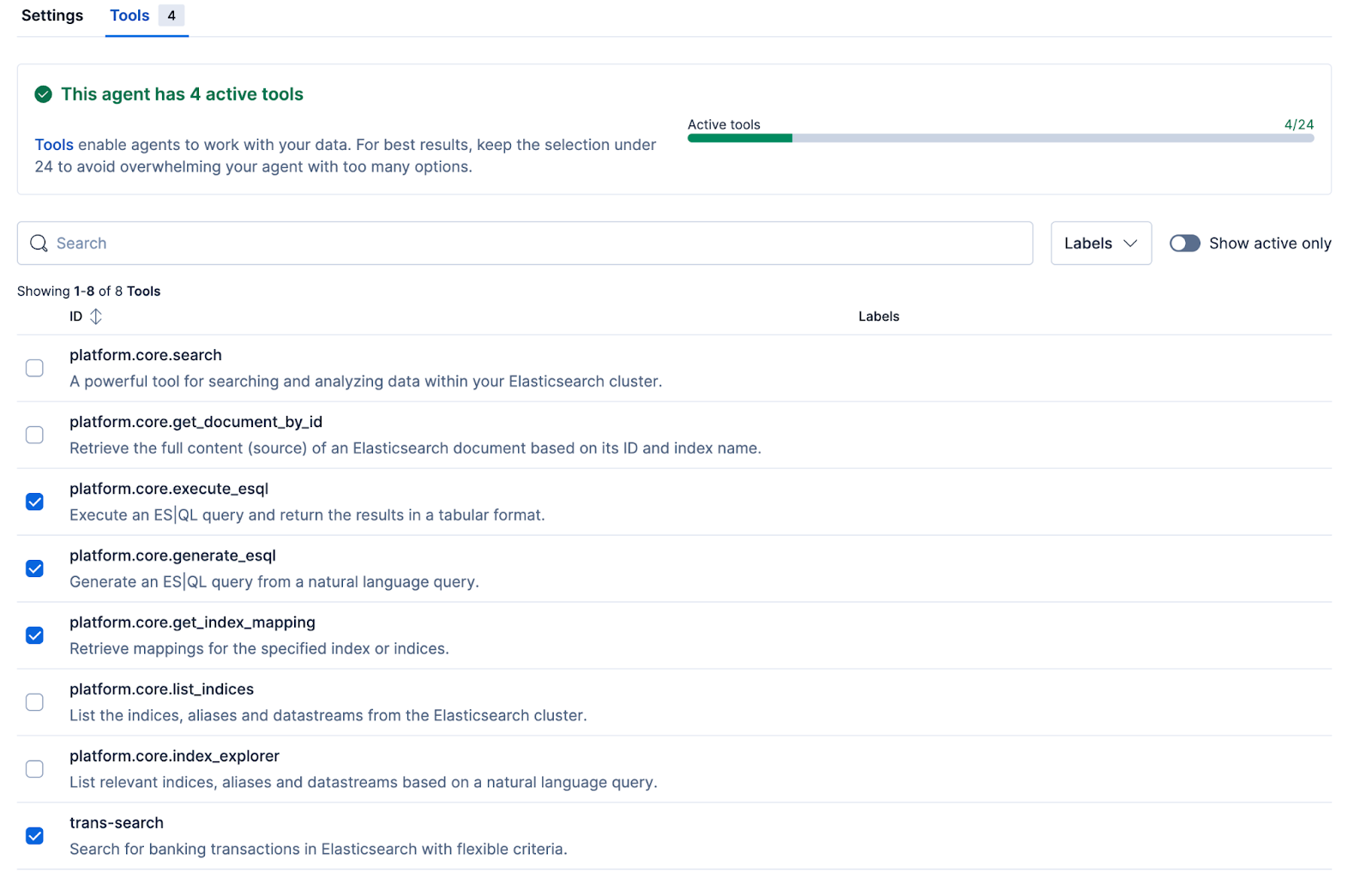 Select the tool we created as part of the agent