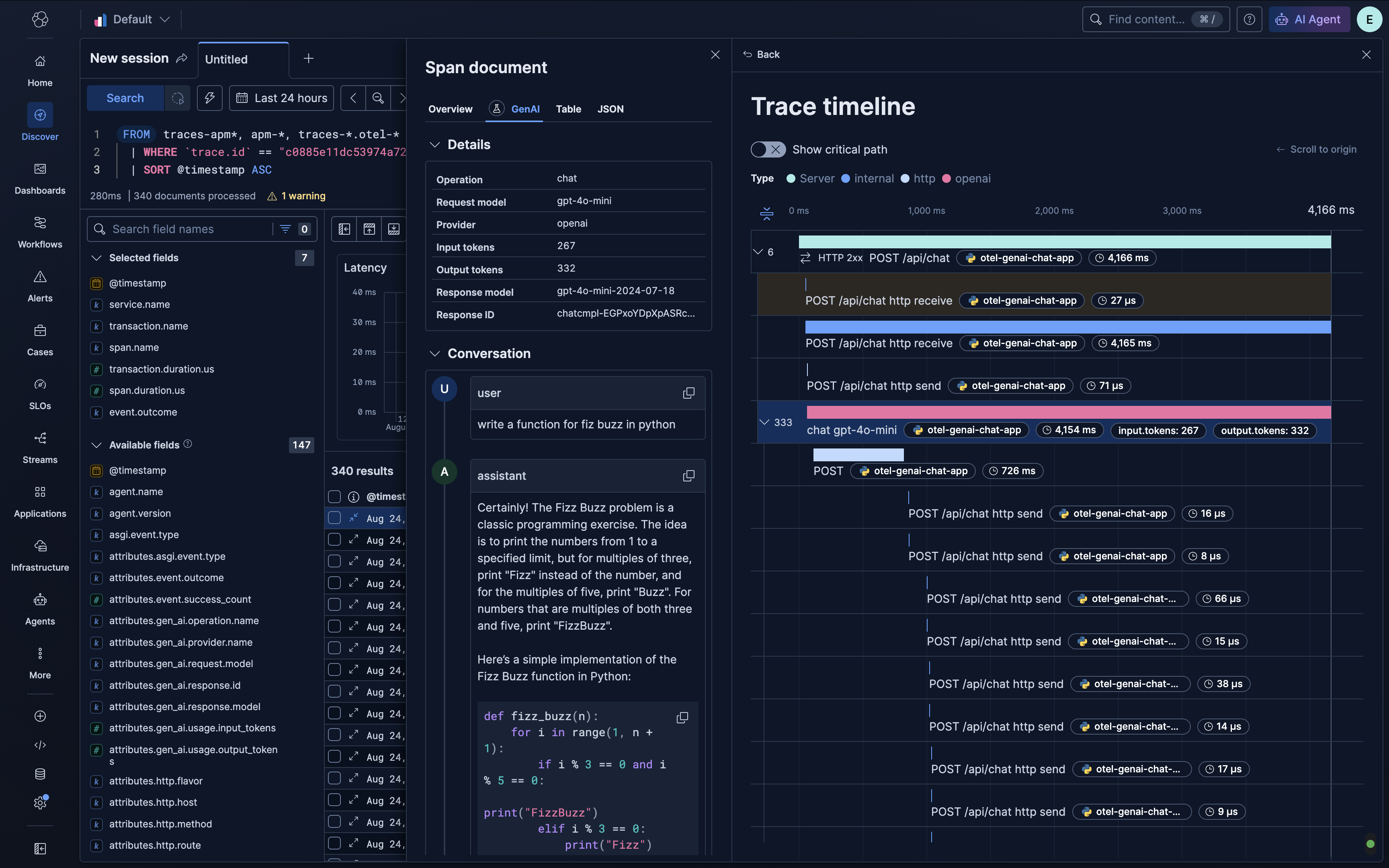 GenAI tab in Discover span flyout