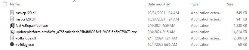 Significant files inside the MSI installer