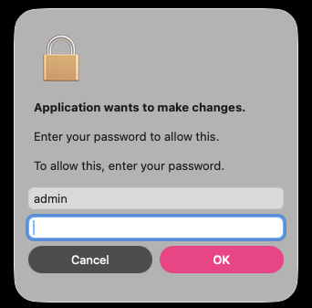 CloudSyncD macOS authorization dialog requesting the user’s administrator password