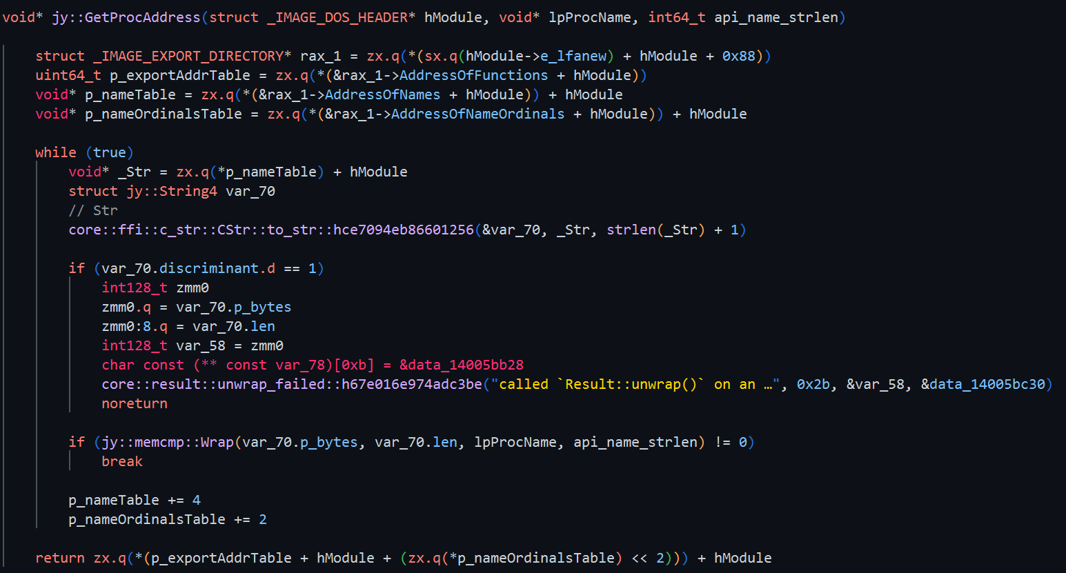 Custom GetProcAddress implementation