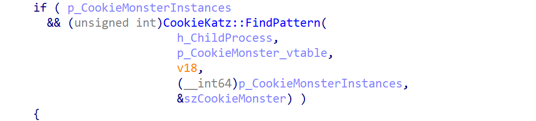 Using CookieKatz::FindPattern to locate CookieMonster instances