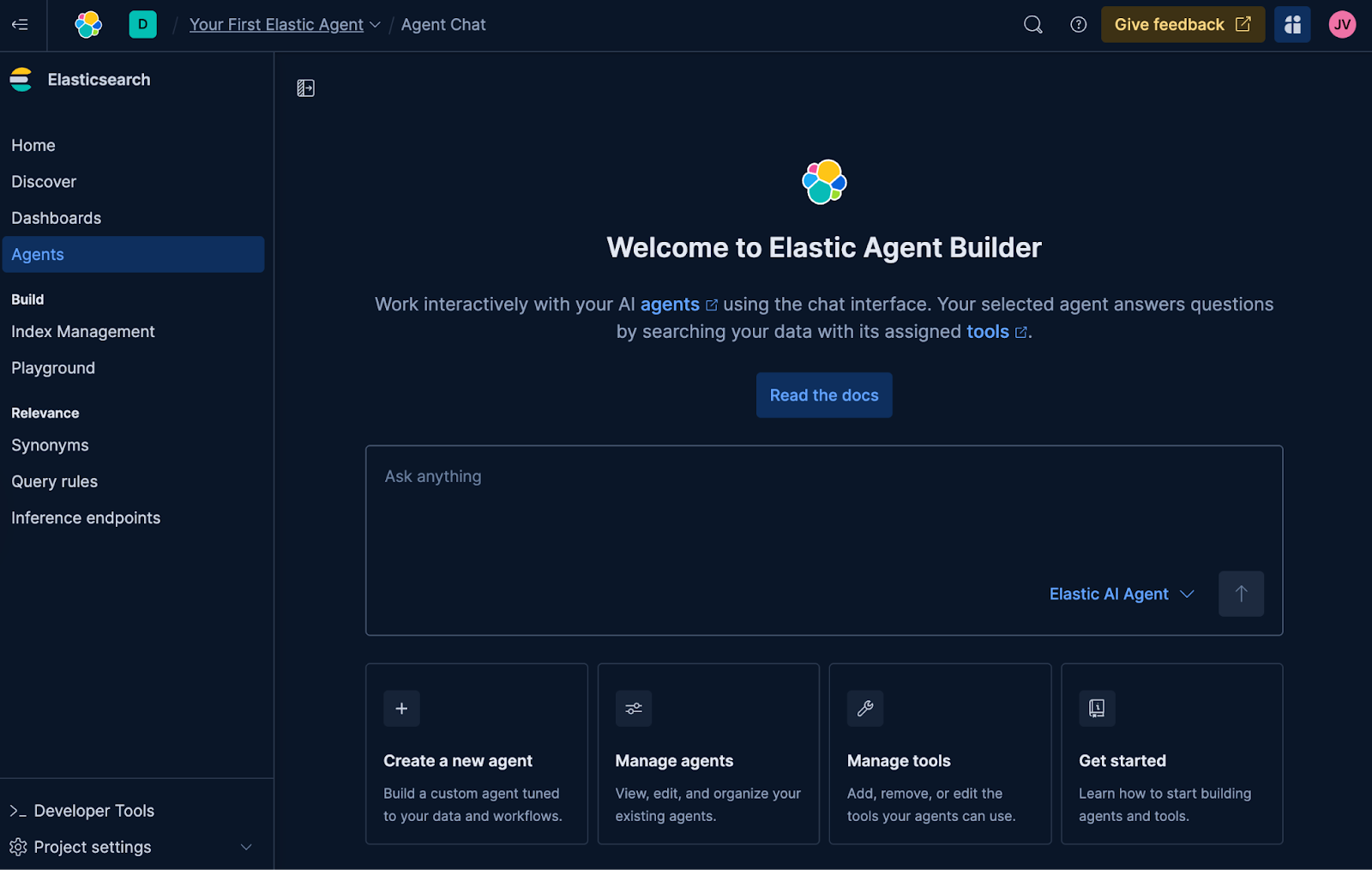 財務アシスタントを作成した後、Elastic Agent Builder と会話します。