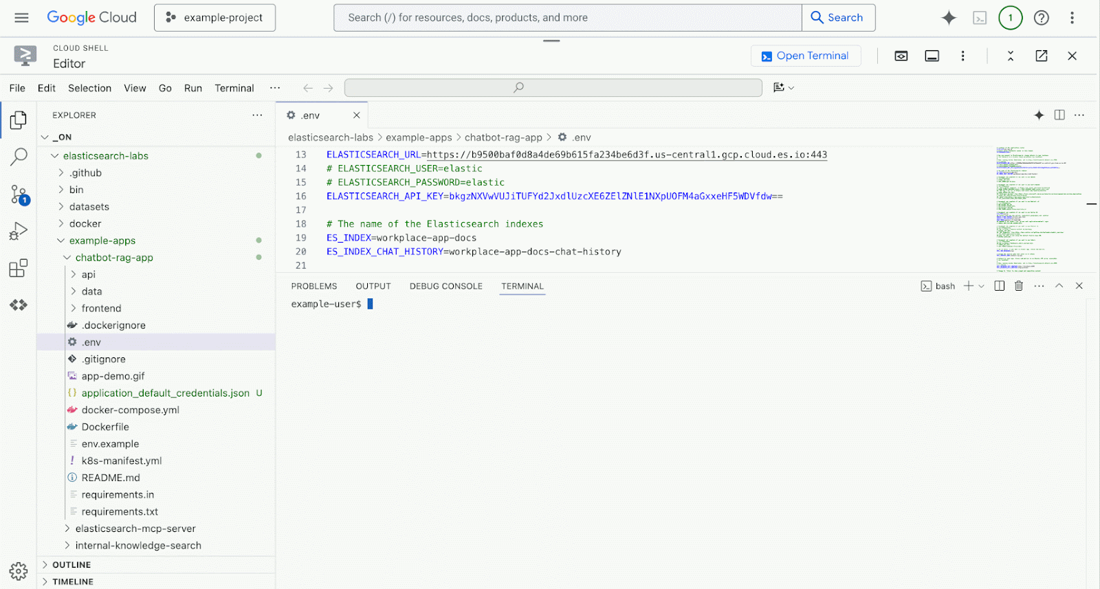 Deploying the app to Google Kubernetes Engine with Google Cloud Shell Editor