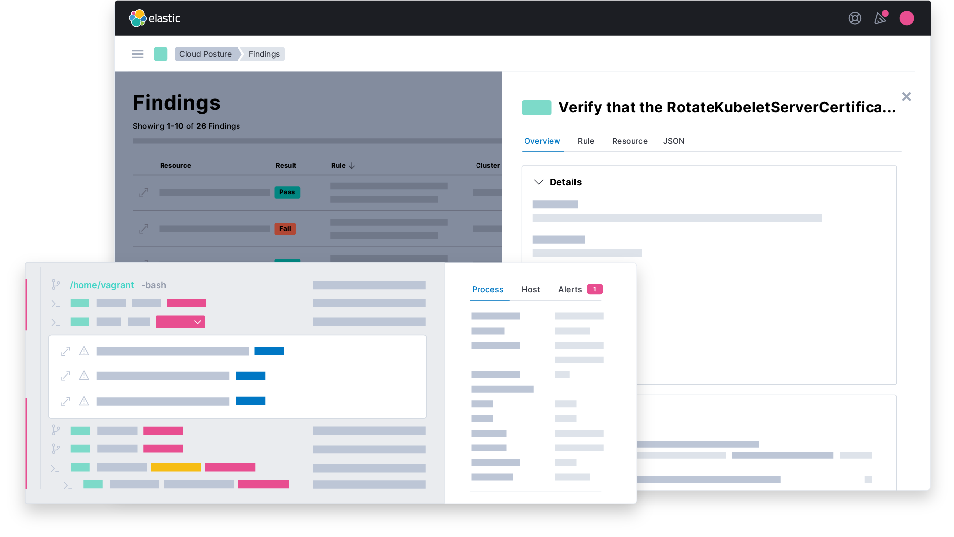 Cloud posture monitoring UI and session view for cloud workload protection with Elastic Security