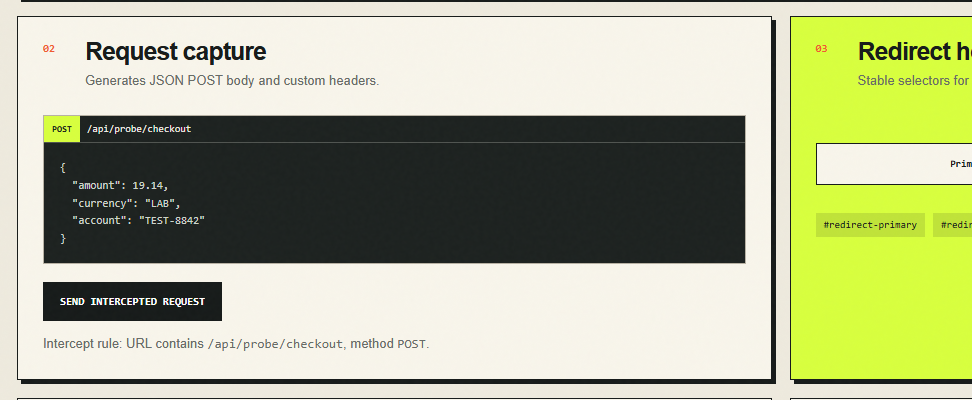 Test page used to trigger the malicious browser extension's request interception and redirect features