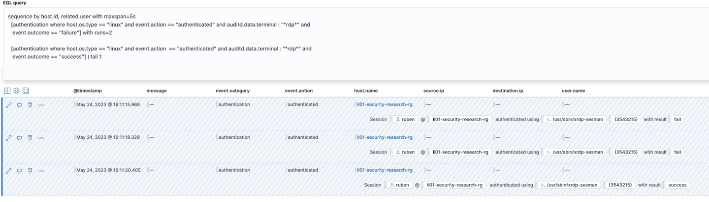 Potential Linux RDP brute force attack detected alert