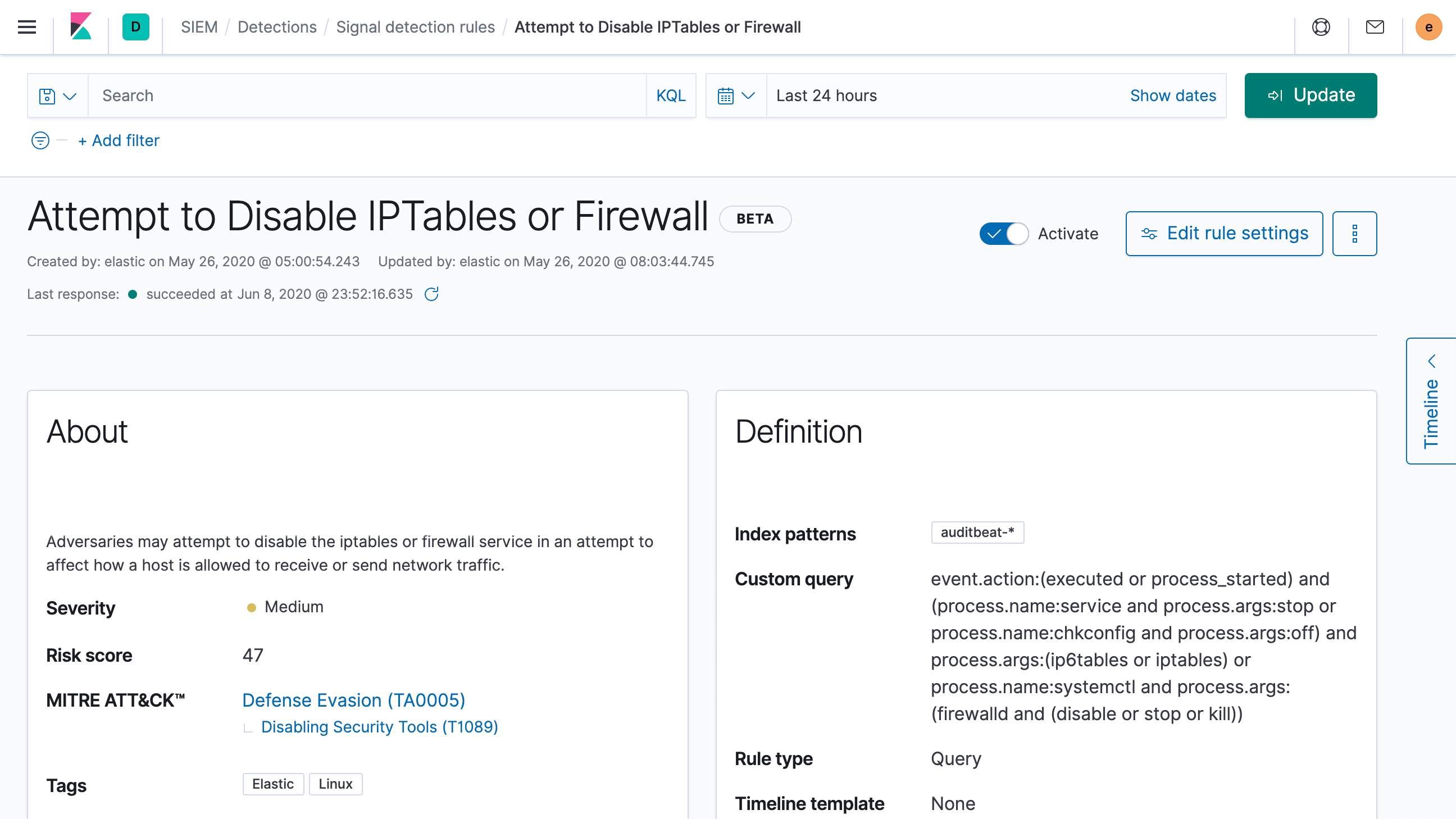 One of the new detection rules for protecting Linux hosts