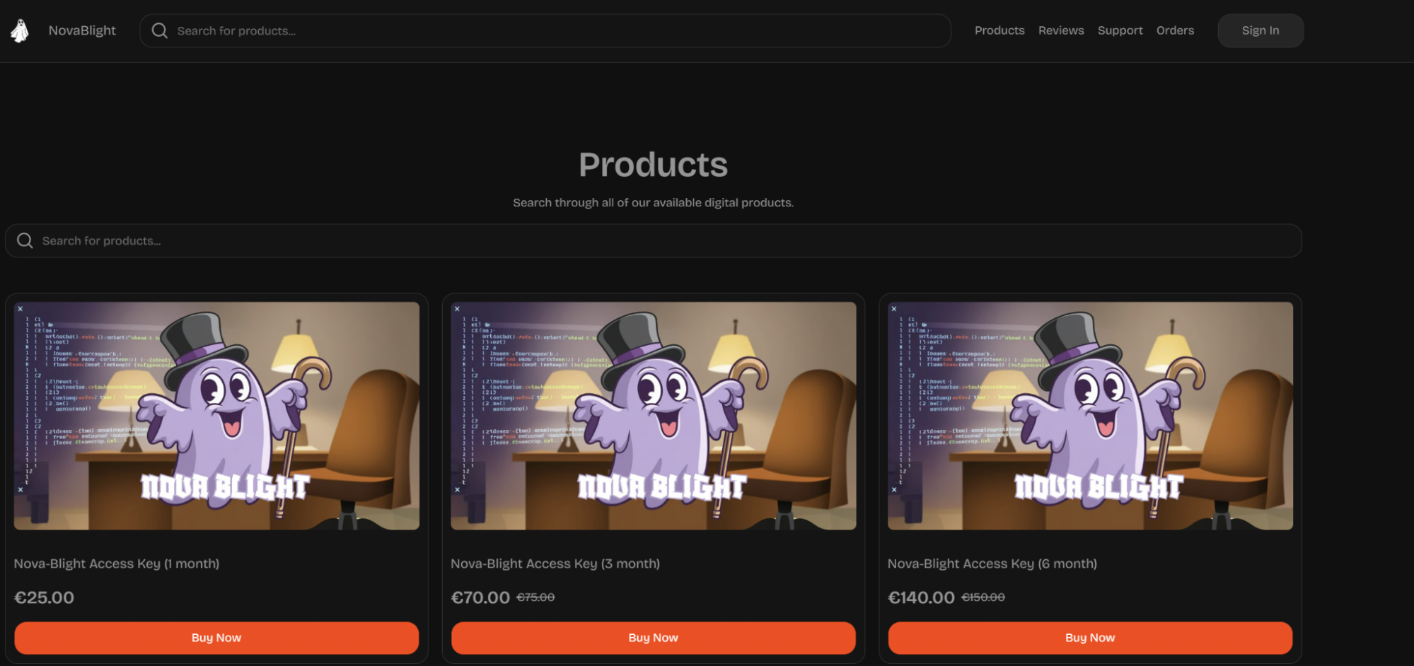 NOVABLIGHT’s product page on Billgang