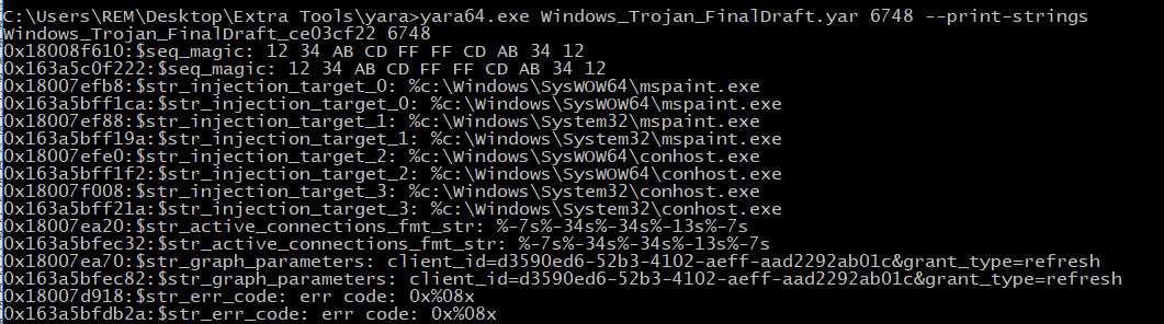 YARA showing FINALDRAFT from wmsetup.log