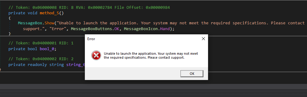 Fake error dialog