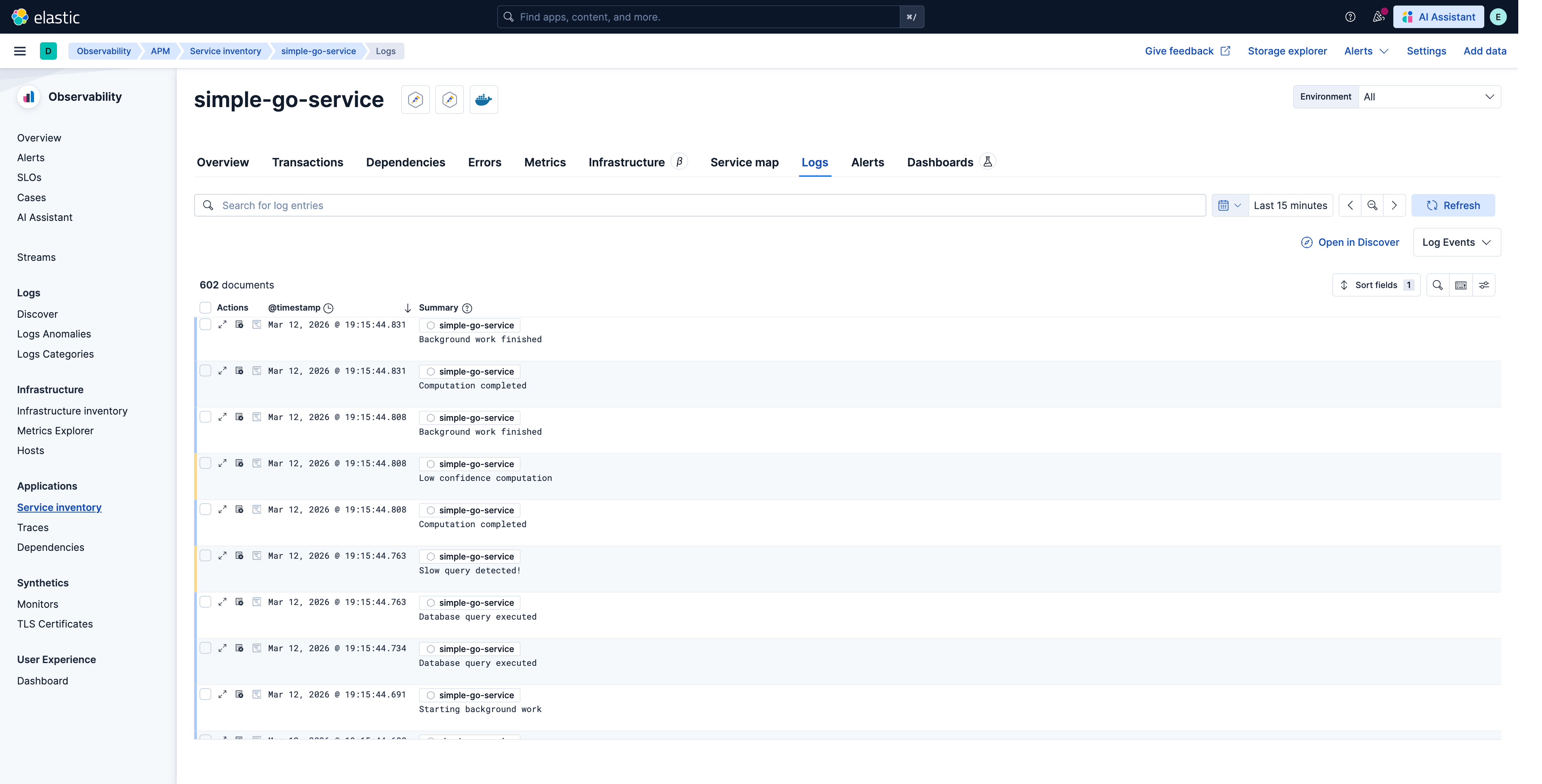 Viewing your logs in the APM UI