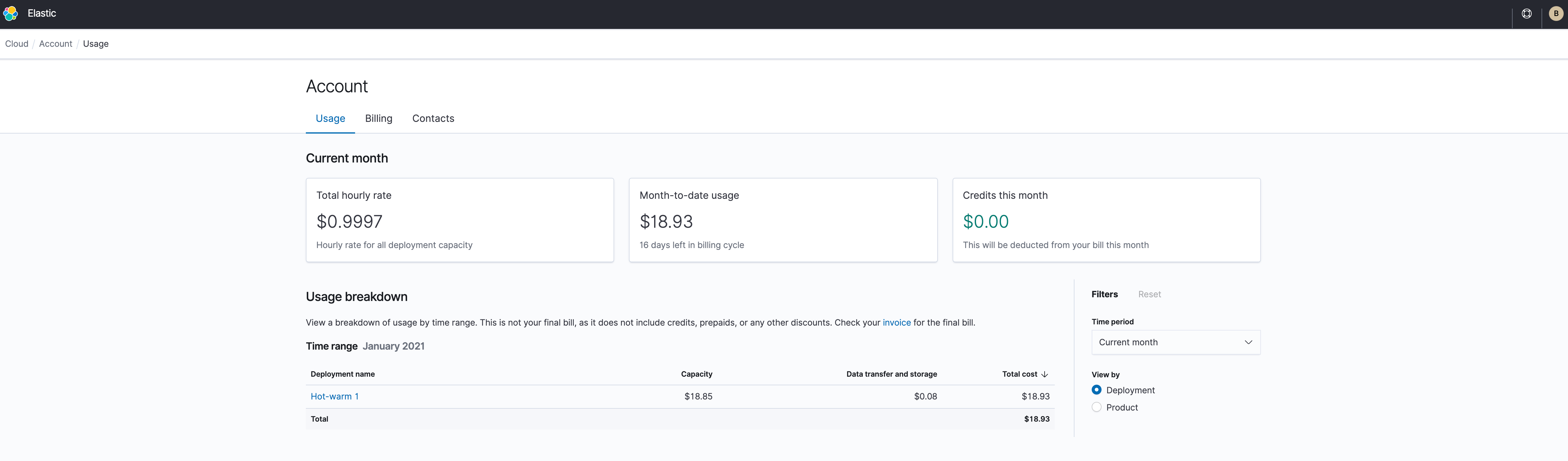 Explore and analyze your deployment costs within Elastic Cloud