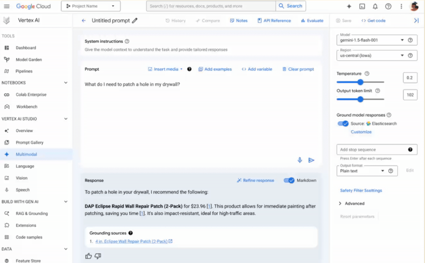 Erstellen einer Eingabeaufforderung in Googles Vertex AI-Plattform