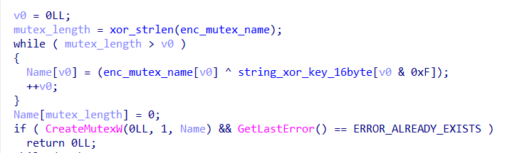 Mutex generation via XOR