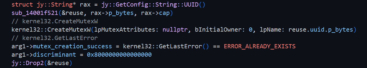 Retrieve the UUID and create a mutex with it