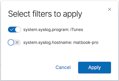 Select filters to apply