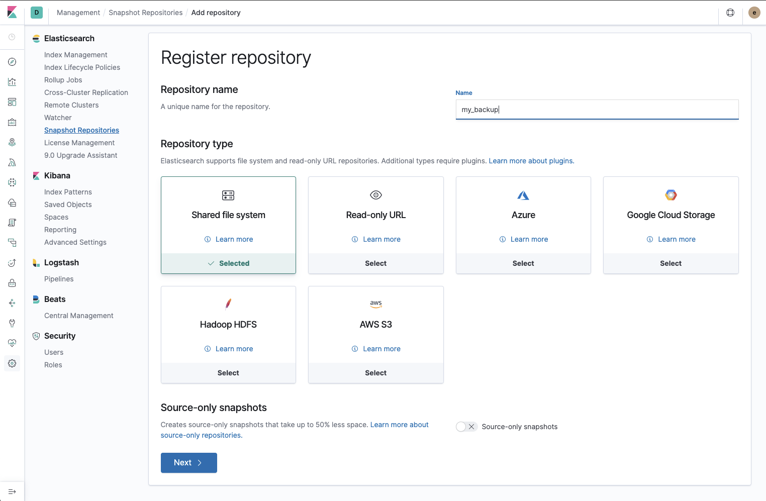 Register your snapshot repository